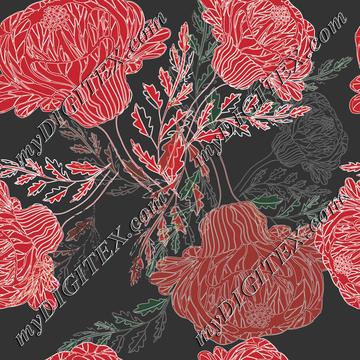 Beautiful floral red and gray-01