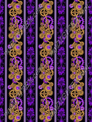 Steampunk Damask Stripes (purple)