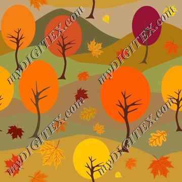 Autumn Landscape, Fall Trees and Leaves