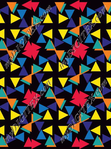 Colorful triangles and flowers pattern