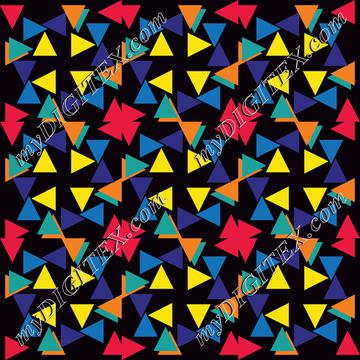 Colorful triangles and flowers pattern