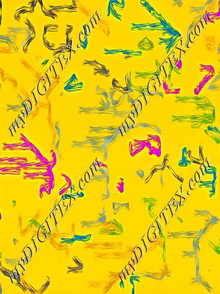 Colorful strokes on a yellow background