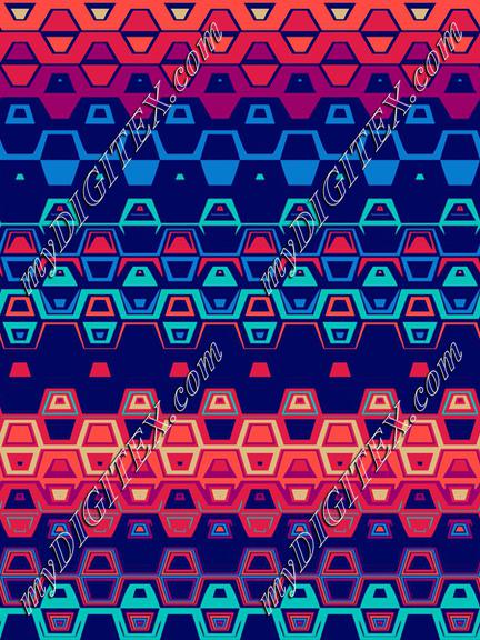 Retro shapes on a blue background