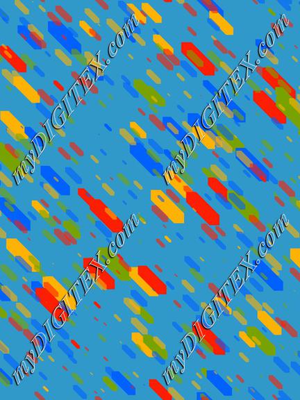 Colorful shapes on a blue background