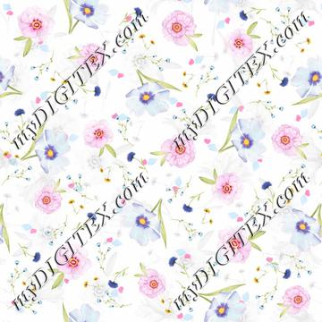 Pink blue flowers pattern