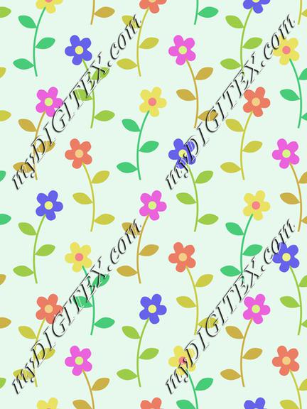Flowers on a green background pattern