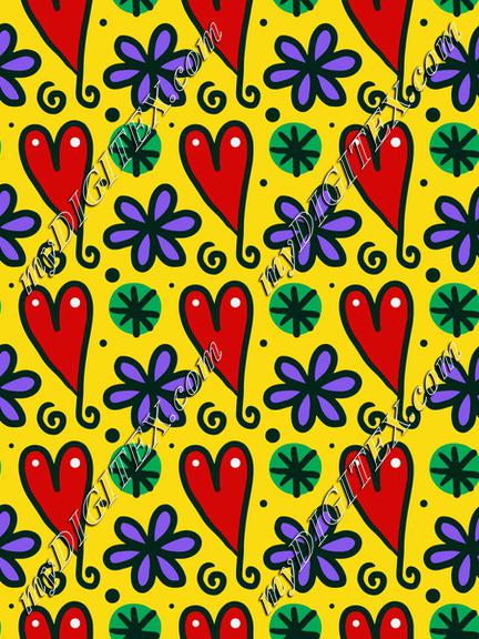 Hearts and flowers pattern