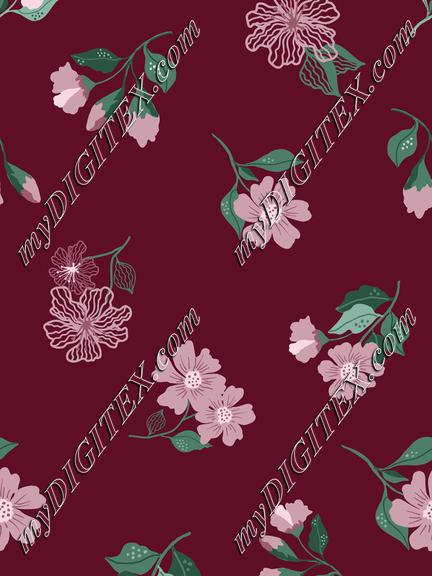 Burgandy floral print