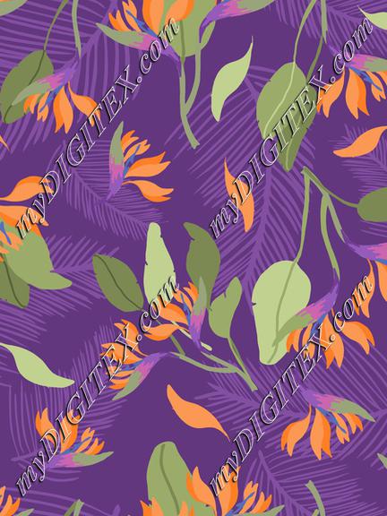 Tropical Purple Orange Fashion Print