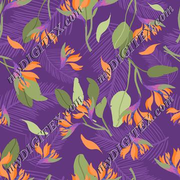 Tropical Purple Orange Fashion Print