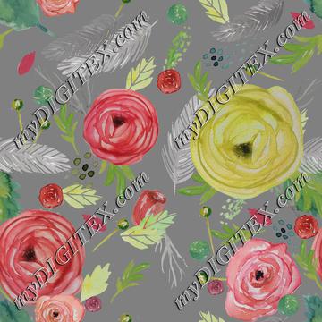 Beautiful Floral Watercolor Lt. Gray BG.