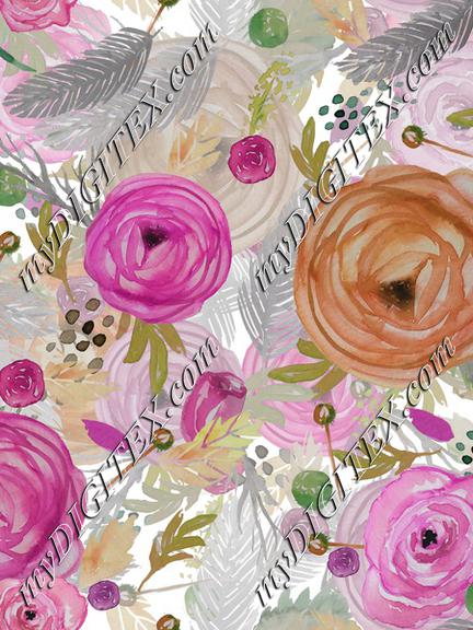Beautiful Watercolor Floral Multi-layered pink and rust