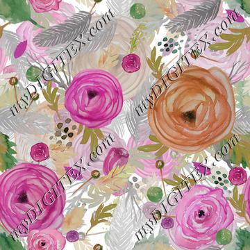 Beautiful Watercolor Floral Multi-layered pink and rust