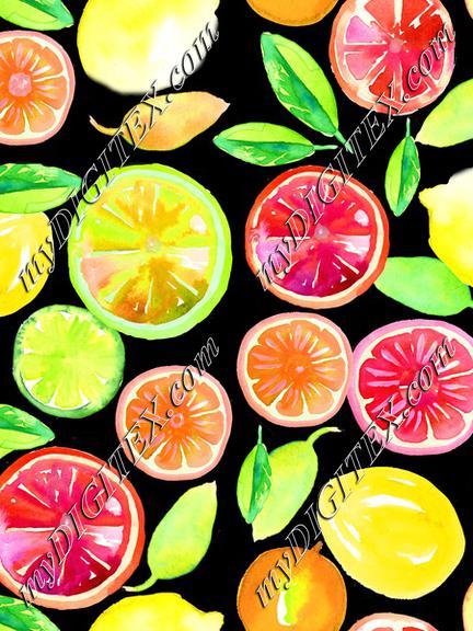 Citrus in Watercolor Black BG