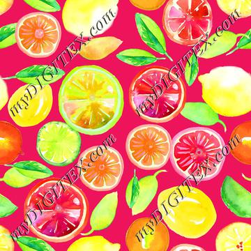 Citrus in Watercolor Hot Pink BG