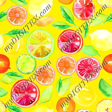 Citrus in Watercolor Yellow BG