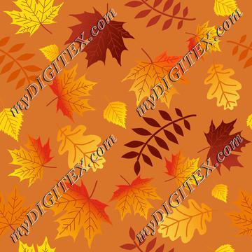 Fall Autumn Colorful Leaves on Orange