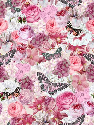 Romantic Summer Flower Butterfly Pattern