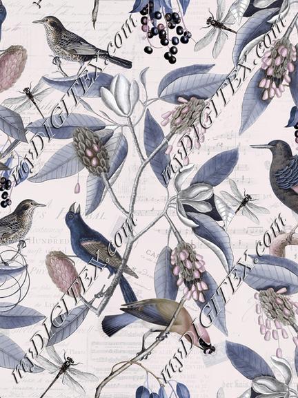 Vintage Bird Pastel Pattern