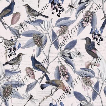 Vintage Bird Pastel Pattern