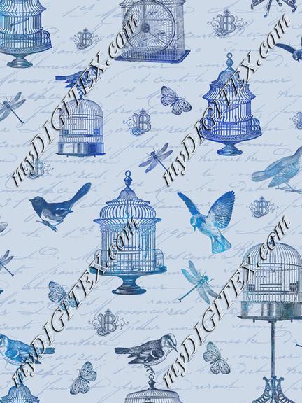 Blue Vintage Bird Cage