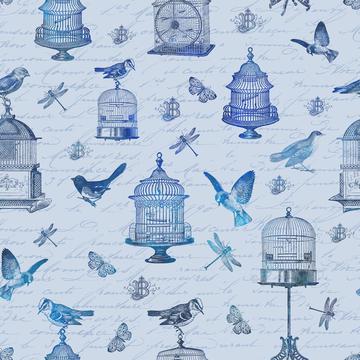 Blue Vintage Bird Cage