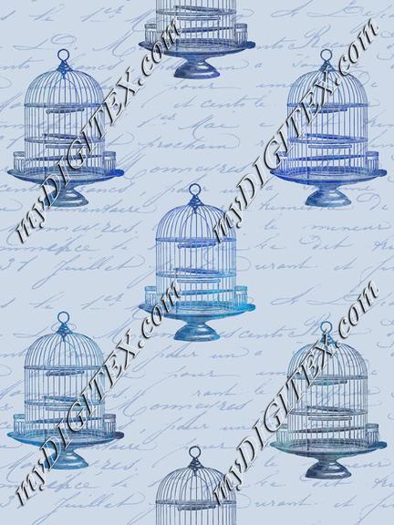 Blue Vintage Bird Cage