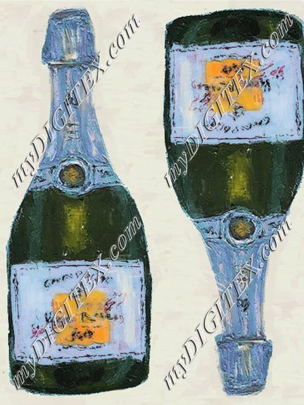 blue champagne bottle
