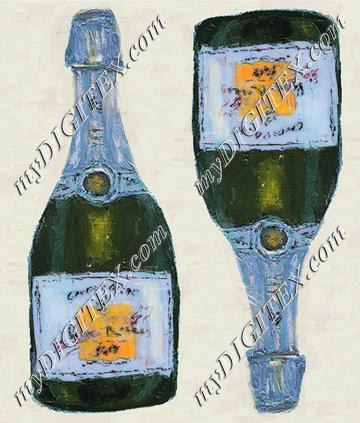 blue champagne bottle