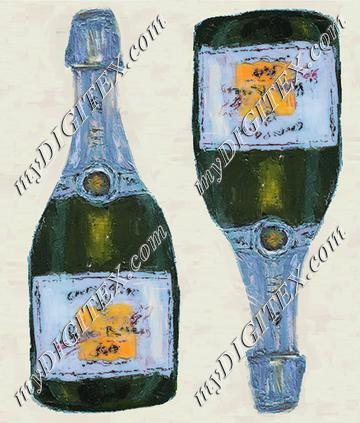 blue champagne bottle