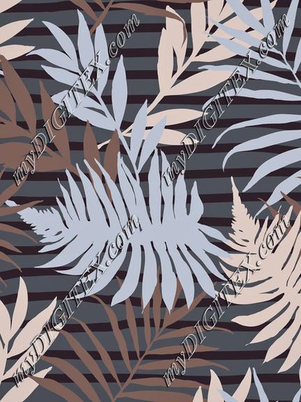 Palm Leaves On Stripes