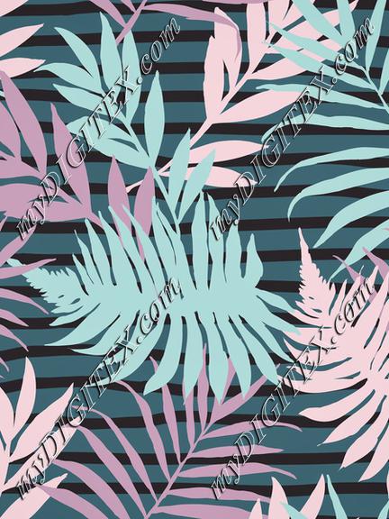 Palm Leaves On Stripes