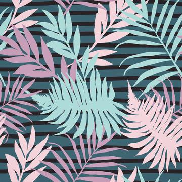 Palm Leaves On Stripes