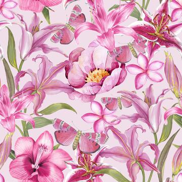 Pink Watercolor Flower Pattern