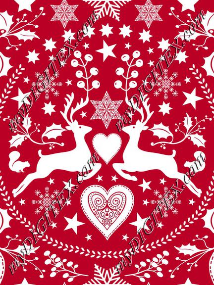 Folk Art Xmas Deer red