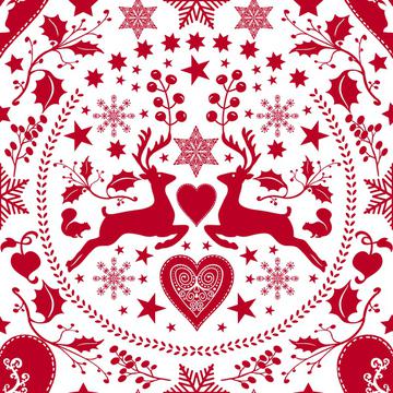 Folk Art Xmas Deer white