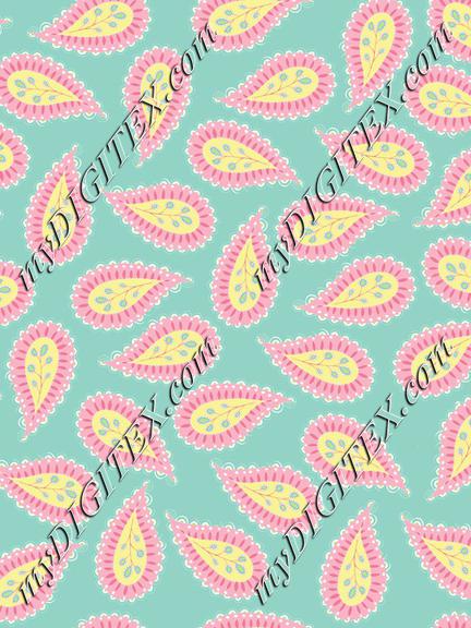 Pastel Paisley coord. teal bg-01