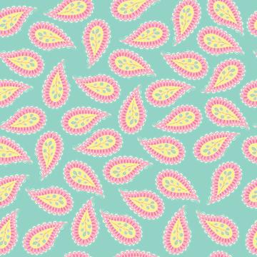 Pastel Paisley coord. teal bg-01