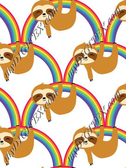 Cute Baby Sloths on Rainbow