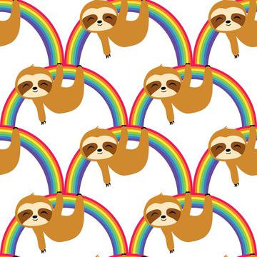 Cute Baby Sloths on Rainbow