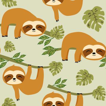 Cute Baby Sloths on Green