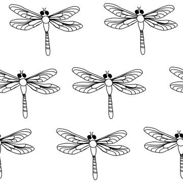 Dragonflies Black and White