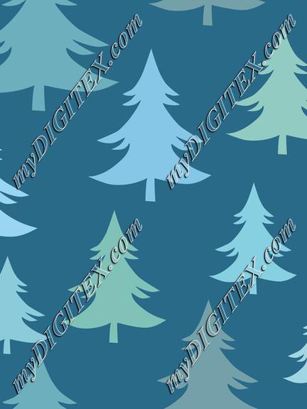 Christmas Trees Fir Trees Winter Forest On Dark Blue