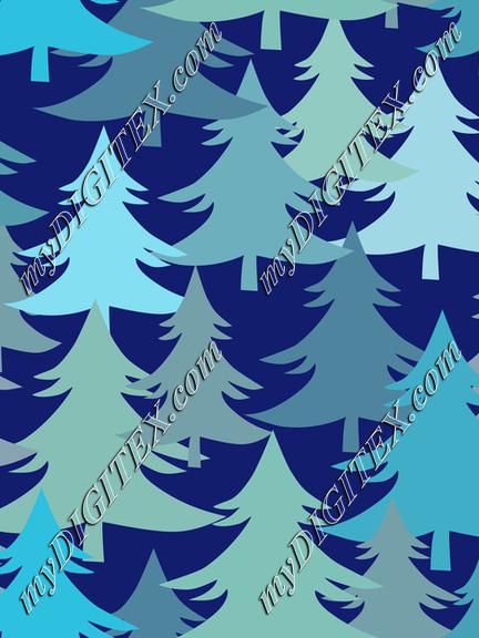 Christmas Trees Fir Trees Winter Forest On Dark Blue