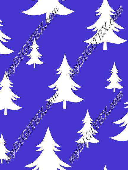 Christmas Trees Fir Trees Winter Forest White on Blue