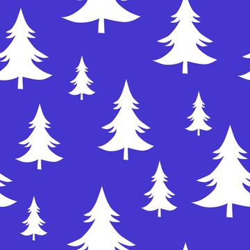 Christmas Trees Fir Trees Winter Forest White on Blue
