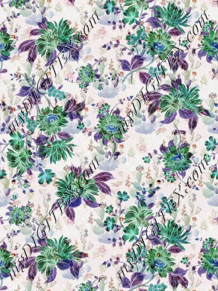 combination of green and purple floral pattern with water color background