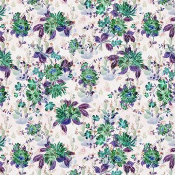 combination of green and purple floral pattern with water color background