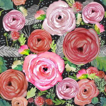 Beautiful Watercolor Floral Pinks