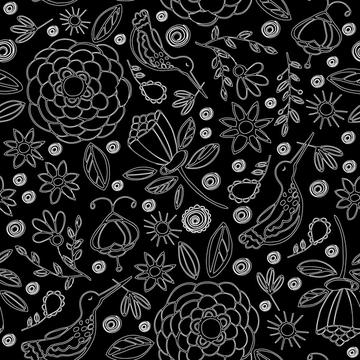 Birds and Blooms Fun Black and White-01